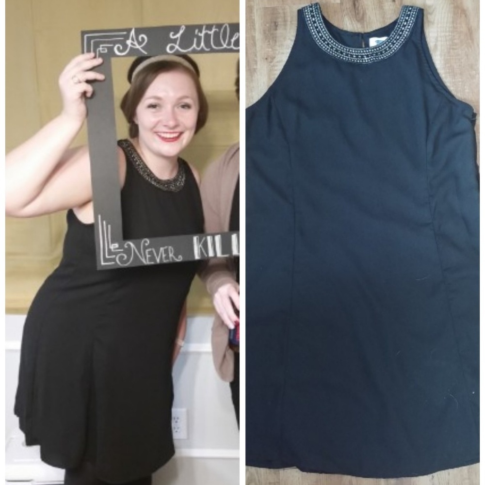 Black dress with gold detail